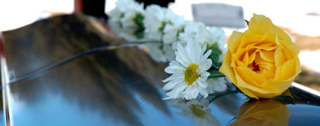 flowers on a casket